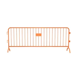 Crowdmaster® Crowd Control Powder Coated Steel Barricade - Bridge Feet - 8.5 Ft Long - Orange
