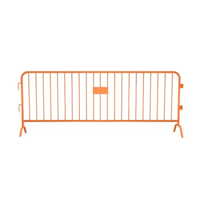 Crowdmaster® Crowd Control Powder Coated Steel Barricade - Bridge Feet - 8.5 Ft Long - Orange
