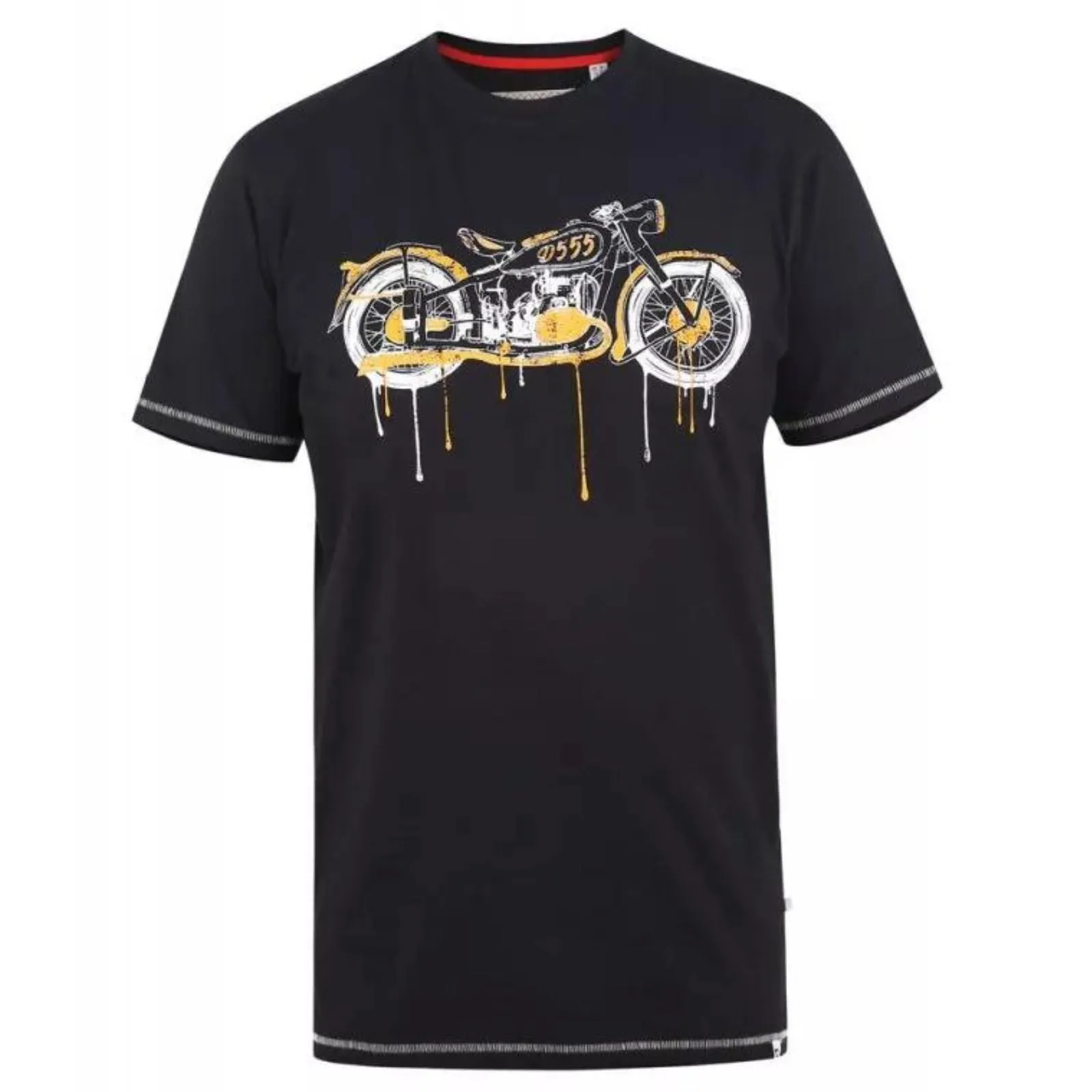 D555 Mens Rochester Big & Tall Motorbike Print T-Shirt - Black