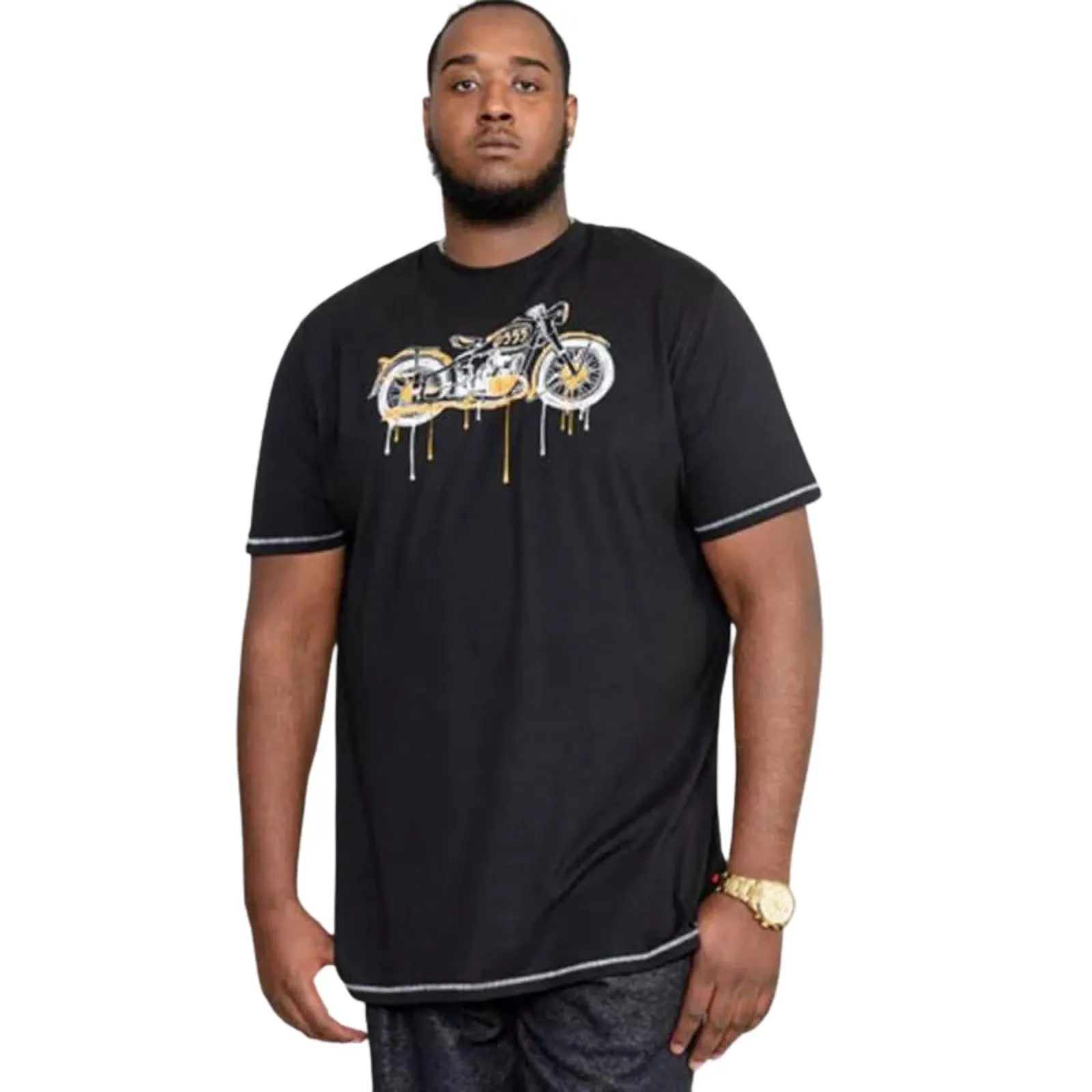 D555 Mens Rochester Big & Tall Motorbike Print T-Shirt - Black