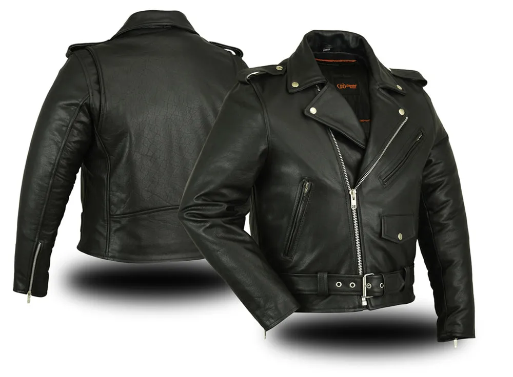 DS Men's Classic Plain Side Police Style M/C Jacket