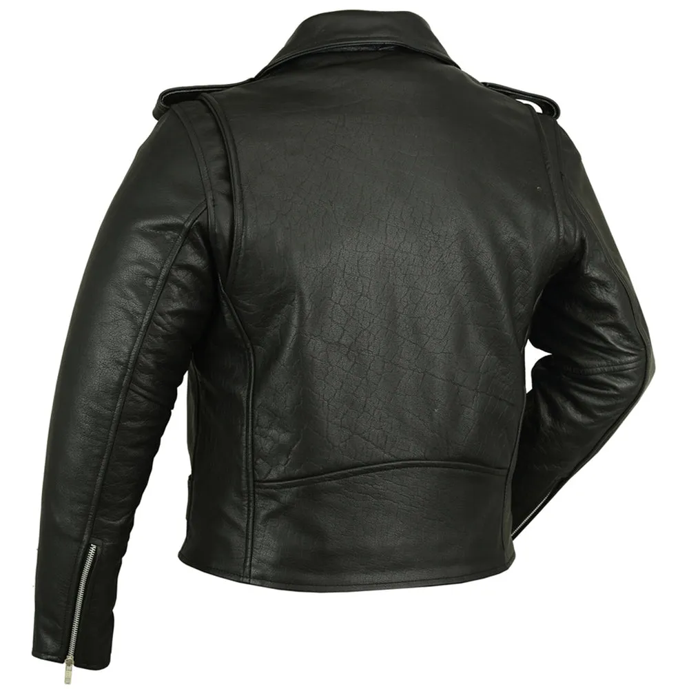DS Men's Classic Plain Side Police Style M/C Jacket