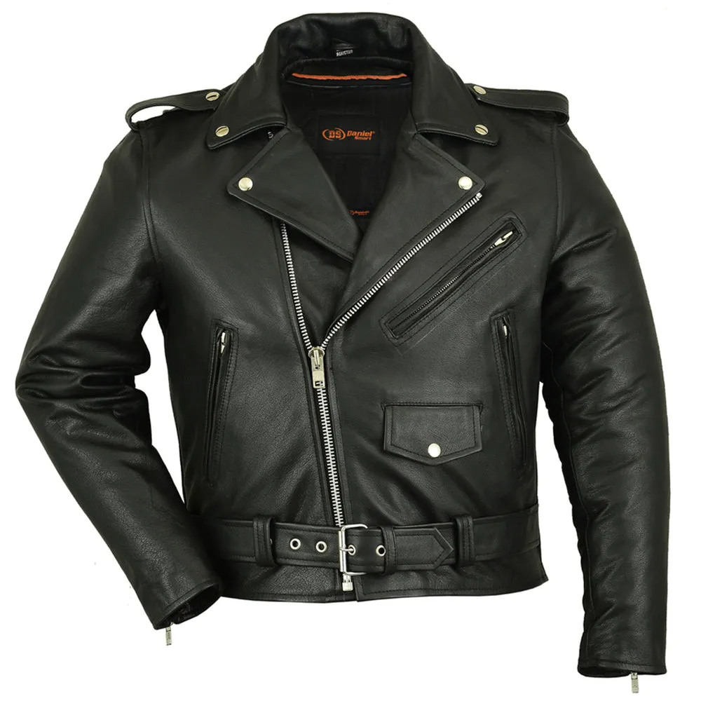 DS Men's Classic Plain Side Police Style M/C Jacket