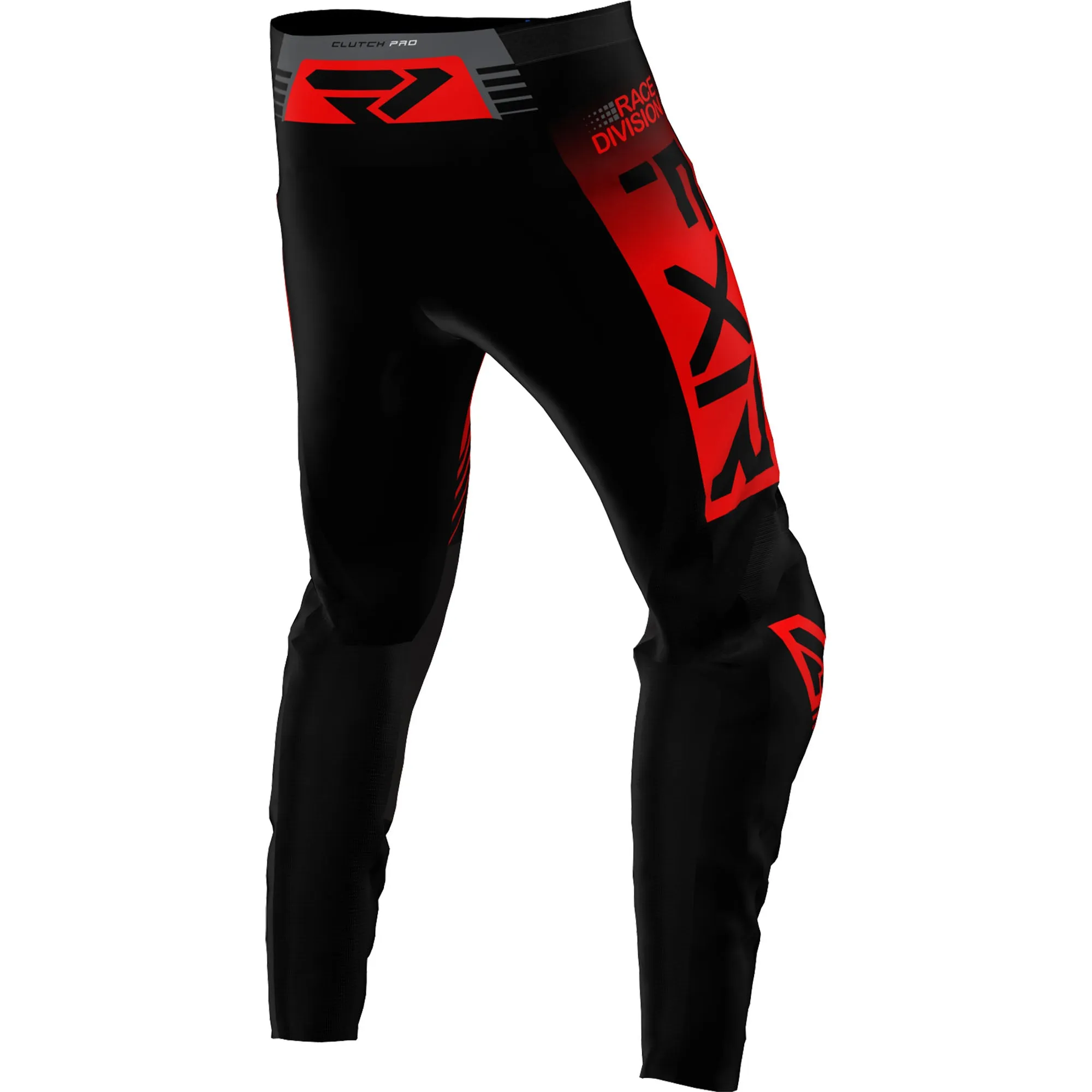 FXR  Black Red Char Clutch Pro MX Pants Breathable Comfort Adjustable Waist