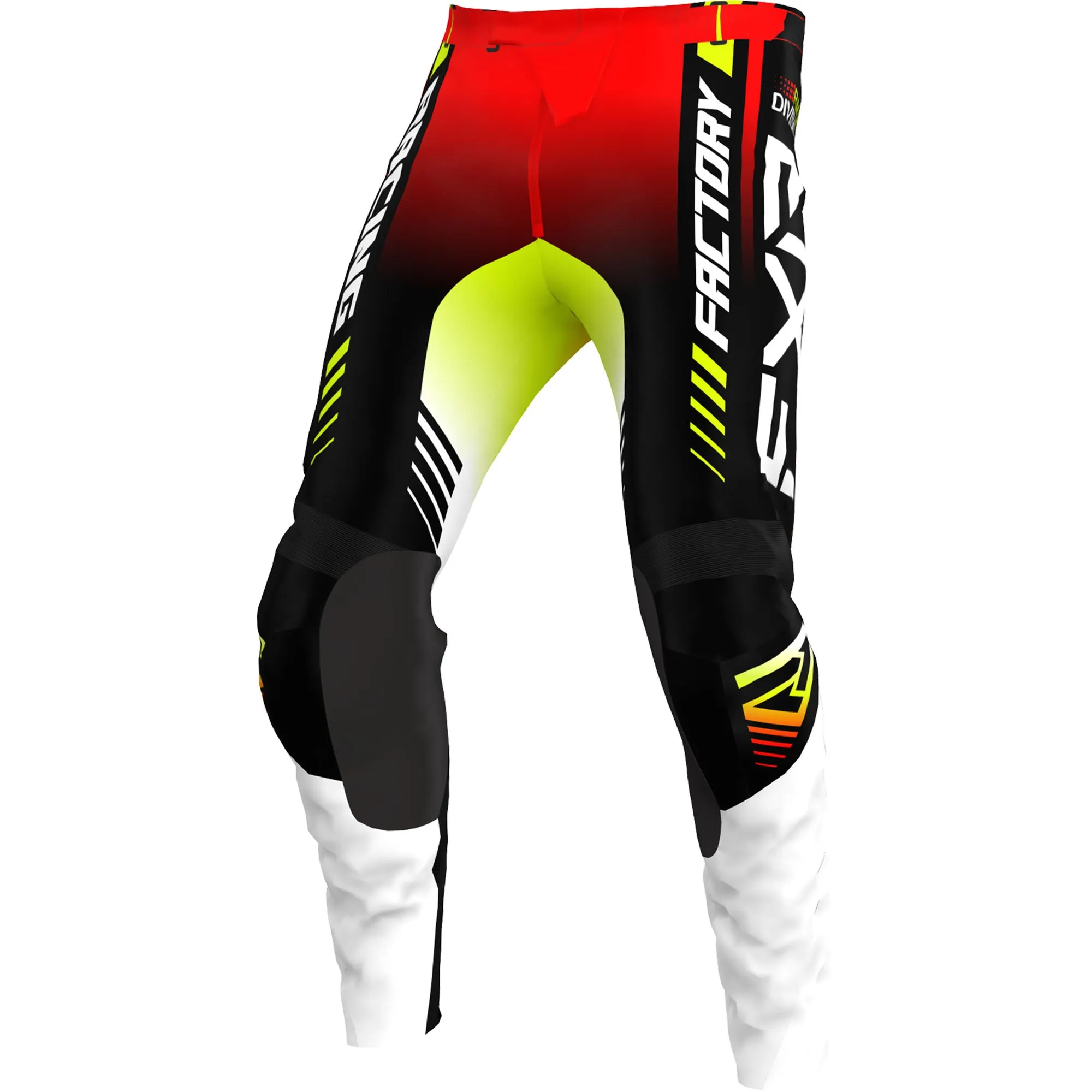 FXR  Black White HiVis Clutch Pro MX Pants Breathable Comfort Adjustable Waist