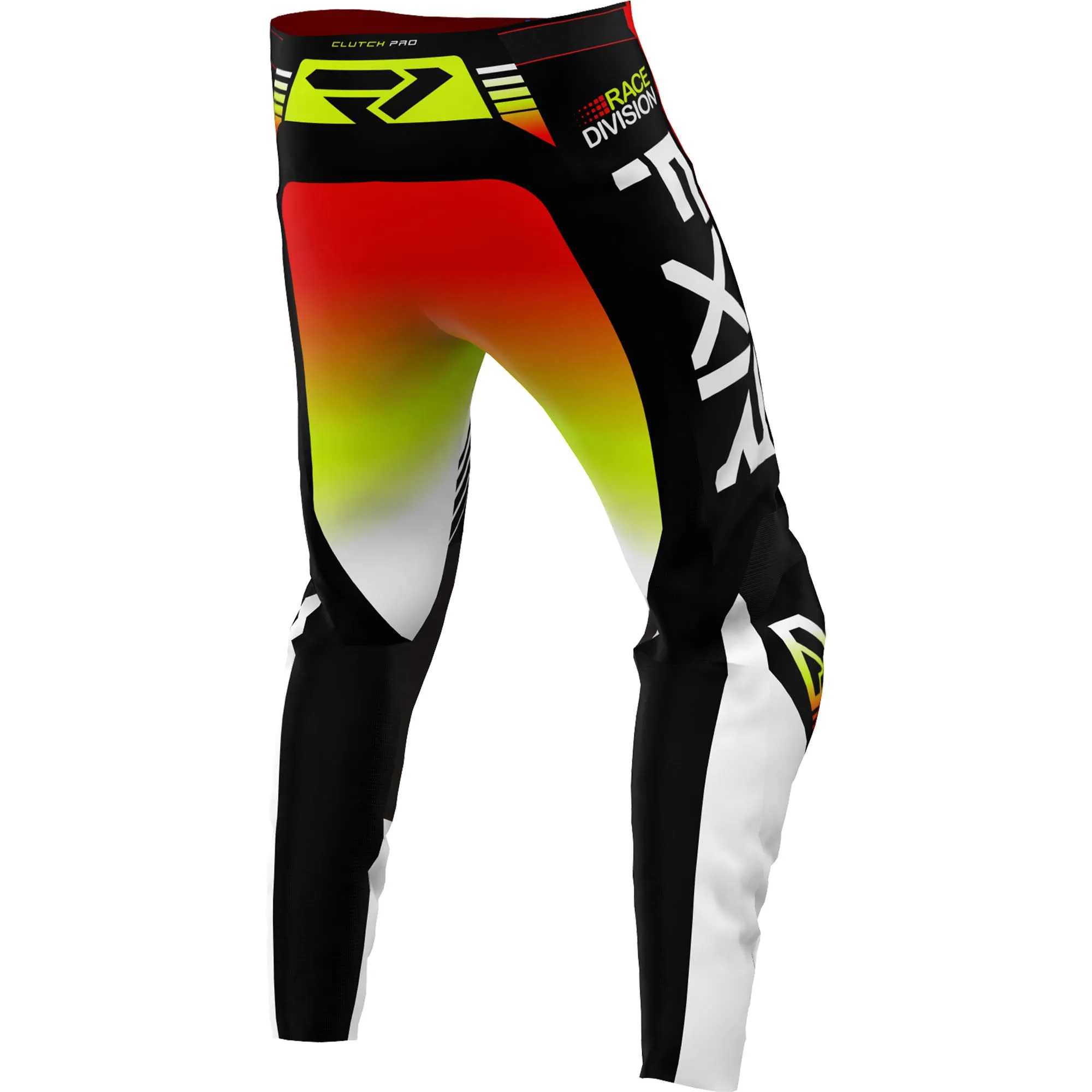 FXR  Black White HiVis Clutch Pro MX Pants Breathable Comfort Adjustable Waist
