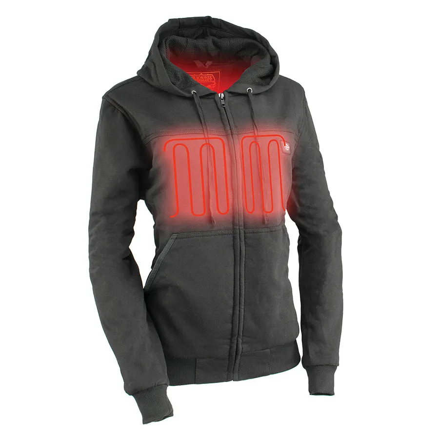 Ladies Motorcycle Biker Heated Blk Hoodie Jacket with chargeable battery Light Weight
