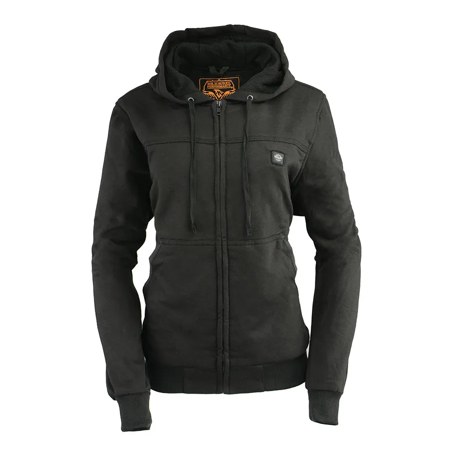Ladies Motorcycle Biker Heated Blk Hoodie Jacket with chargeable battery Light Weight