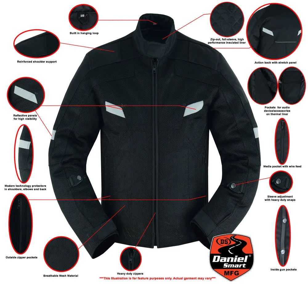 Men's Performance Mesh Motorcycle Jacket - Black