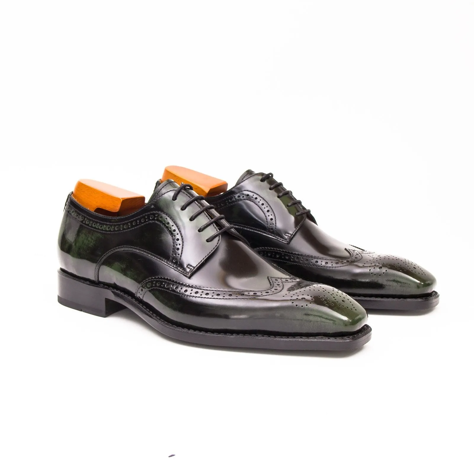 Patent leather goodyear welt dress shoes Green