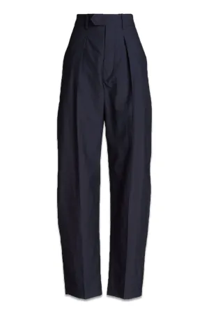Pleated Cotton-blend Straight-leg Pants