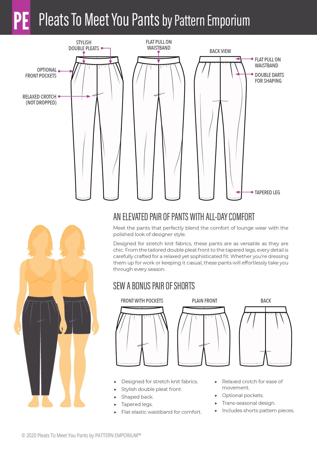 Pleats To Meet You | Pleated Pants & Shorts Sewing Pattern