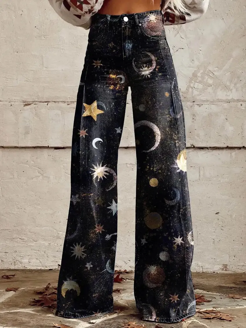 Printed Lightweight Denim Pants
