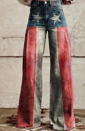 Printed Lightweight Denim Pants