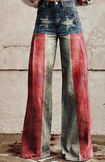Printed Lightweight Denim Pants