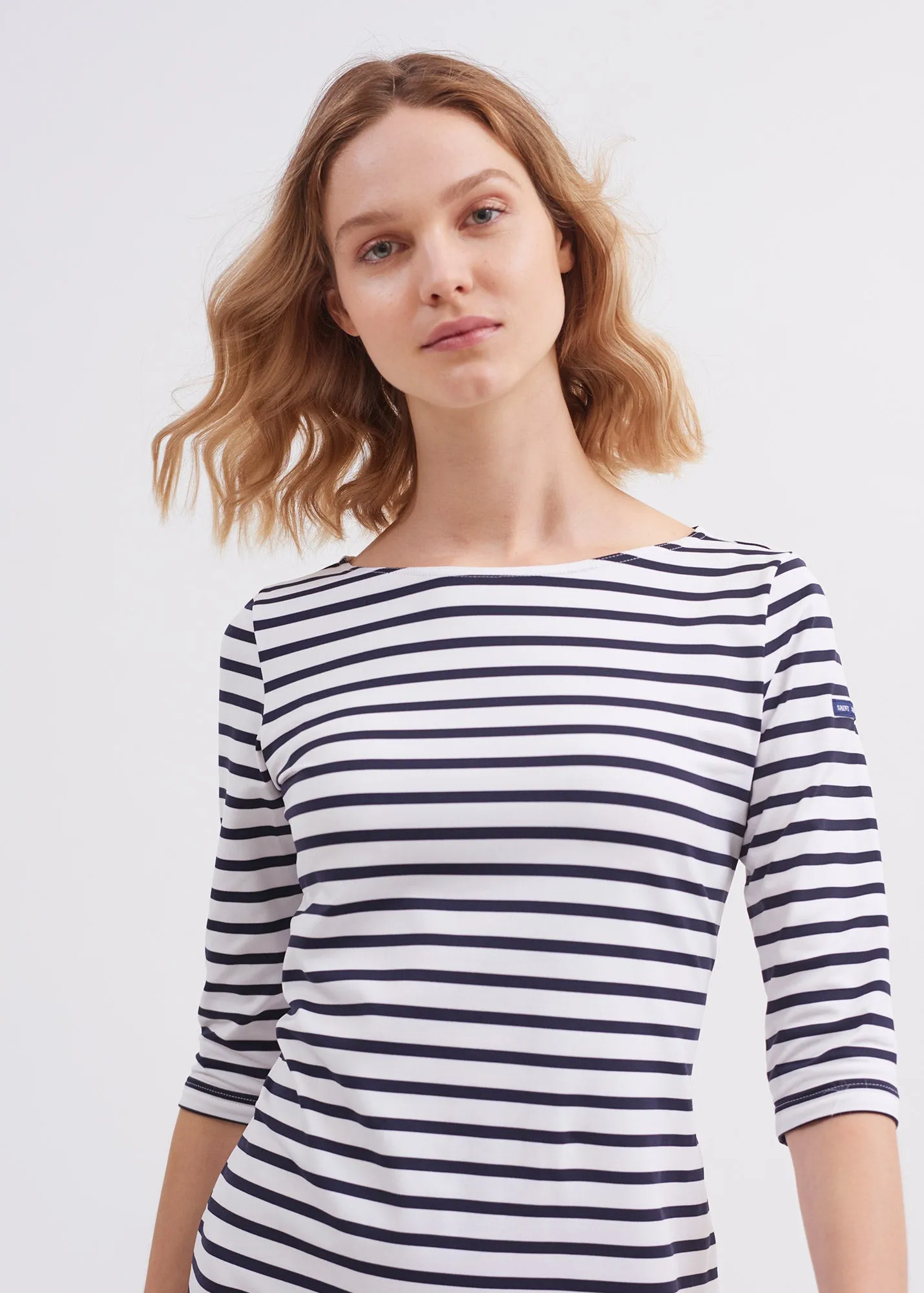 Propriano anti-UV striped dress - with 3/4 length sleeves (NEIGE/NAVY)