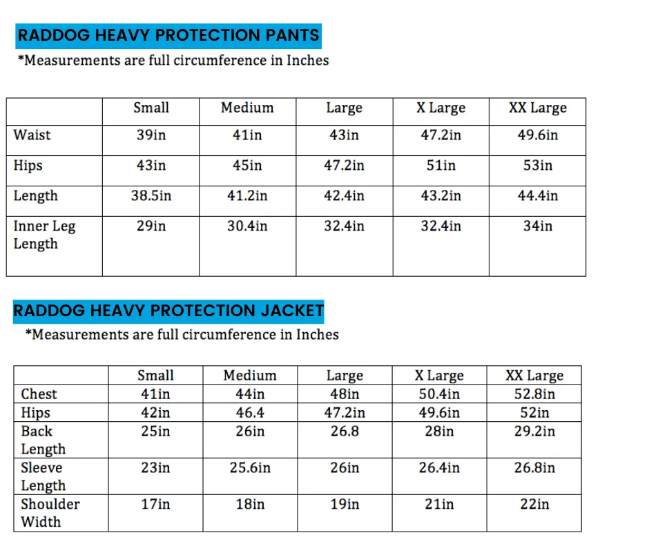 Raddog HEAVY Protection Pant or Jacket