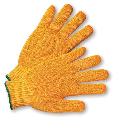 Radnor Small Orange Medium Weight Acrylic/Polyester Ambidextrous String Gloves With Double Sided PVC Crisscross Honeycomb Pattern Coating