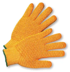 Radnor Small Orange Medium Weight Acrylic/Polyester Ambidextrous String Gloves With Double Sided PVC Crisscross Honeycomb Pattern Coating