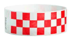 Red Checkered 1" Tyvek Wristbands