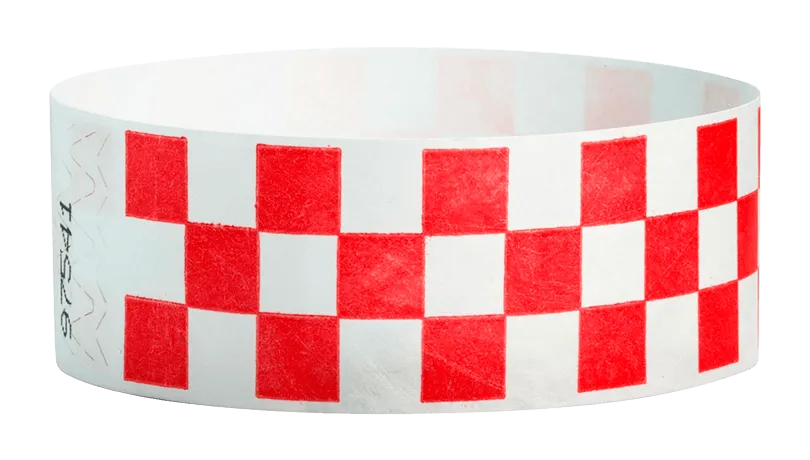 Red Checkered 1" Tyvek Wristbands